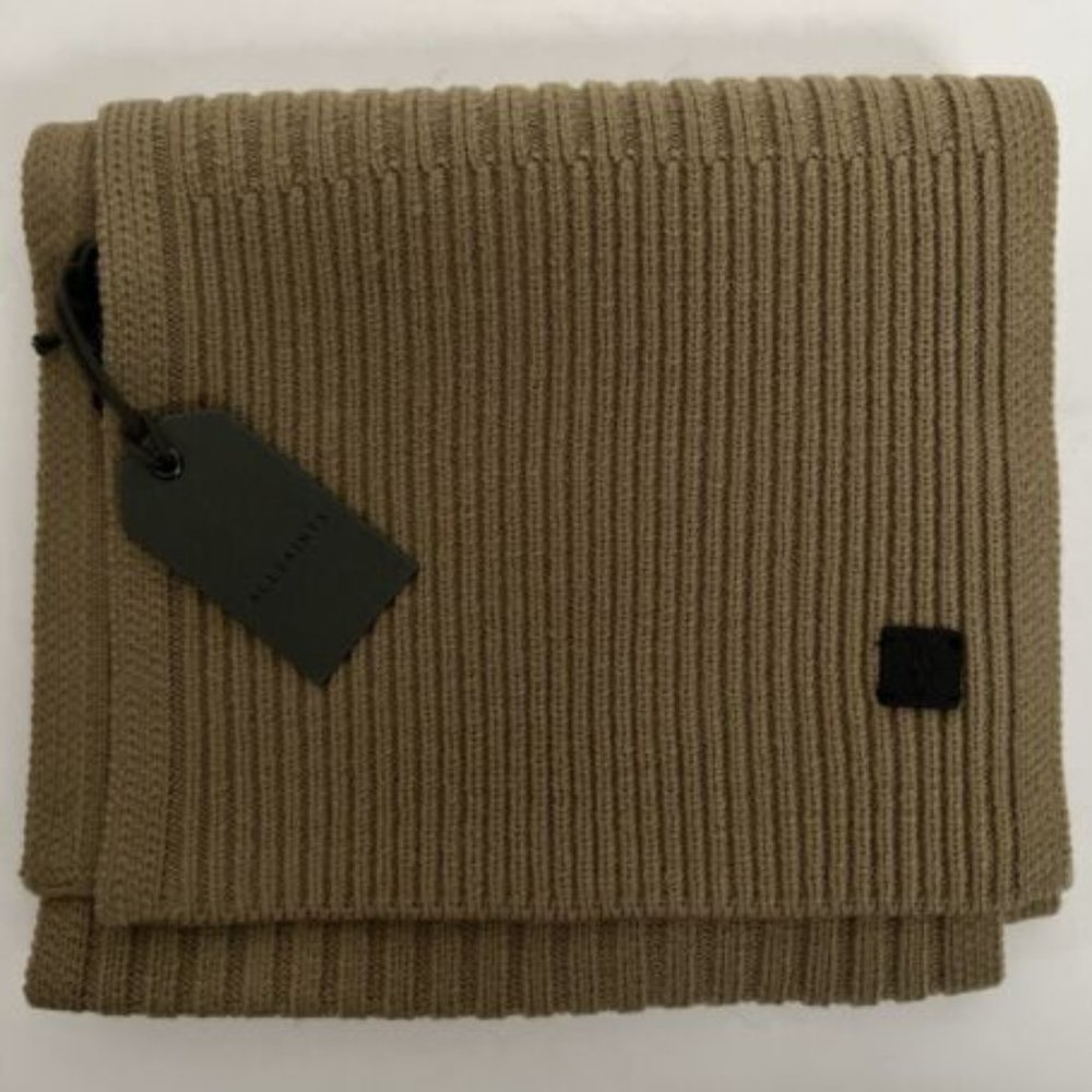 Allsaints Ribbed Knit Scarf wool+acrylic beige Sandalwood Brown unisex